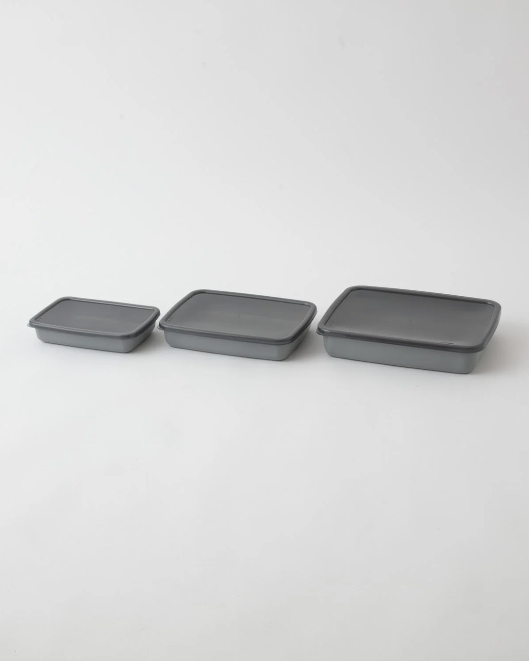 琺瑯長方淺型保存容器 S（膠蓋）灰｜野田琺瑯