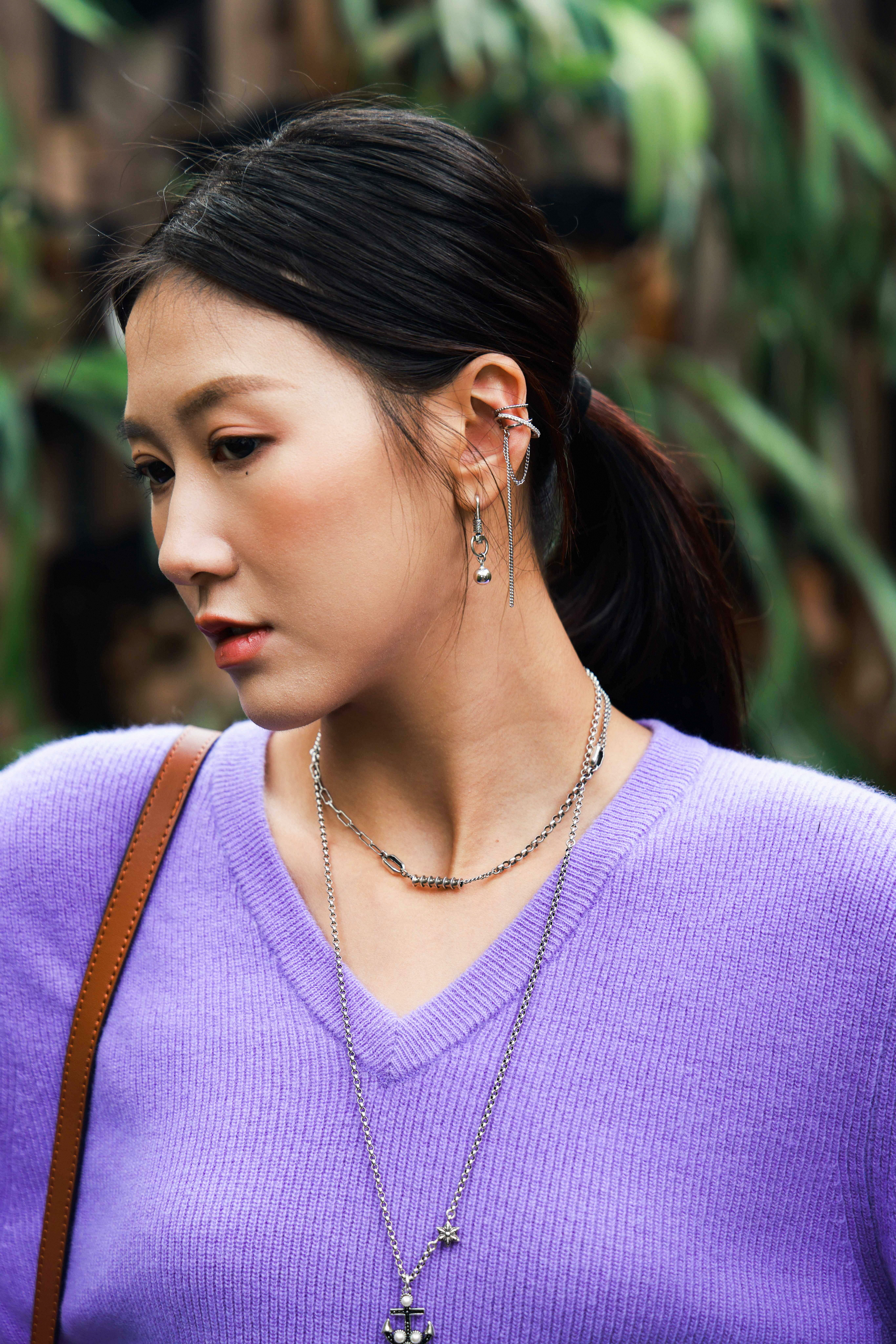 閃石鎖頭吊珠耳環（現貨款式）