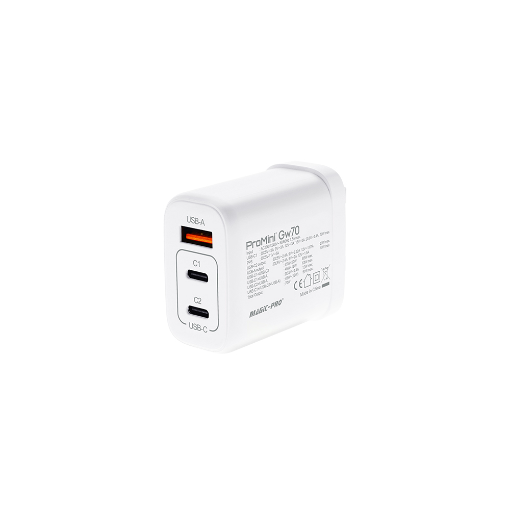 ProMini Gw70 雙PD3.0 + QC GaN 70W快速充電器