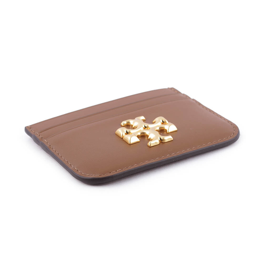 【TORY BURCH】Eleanor 大標誌小牛皮4卡卡片/名片夾(駝色) 86346 909