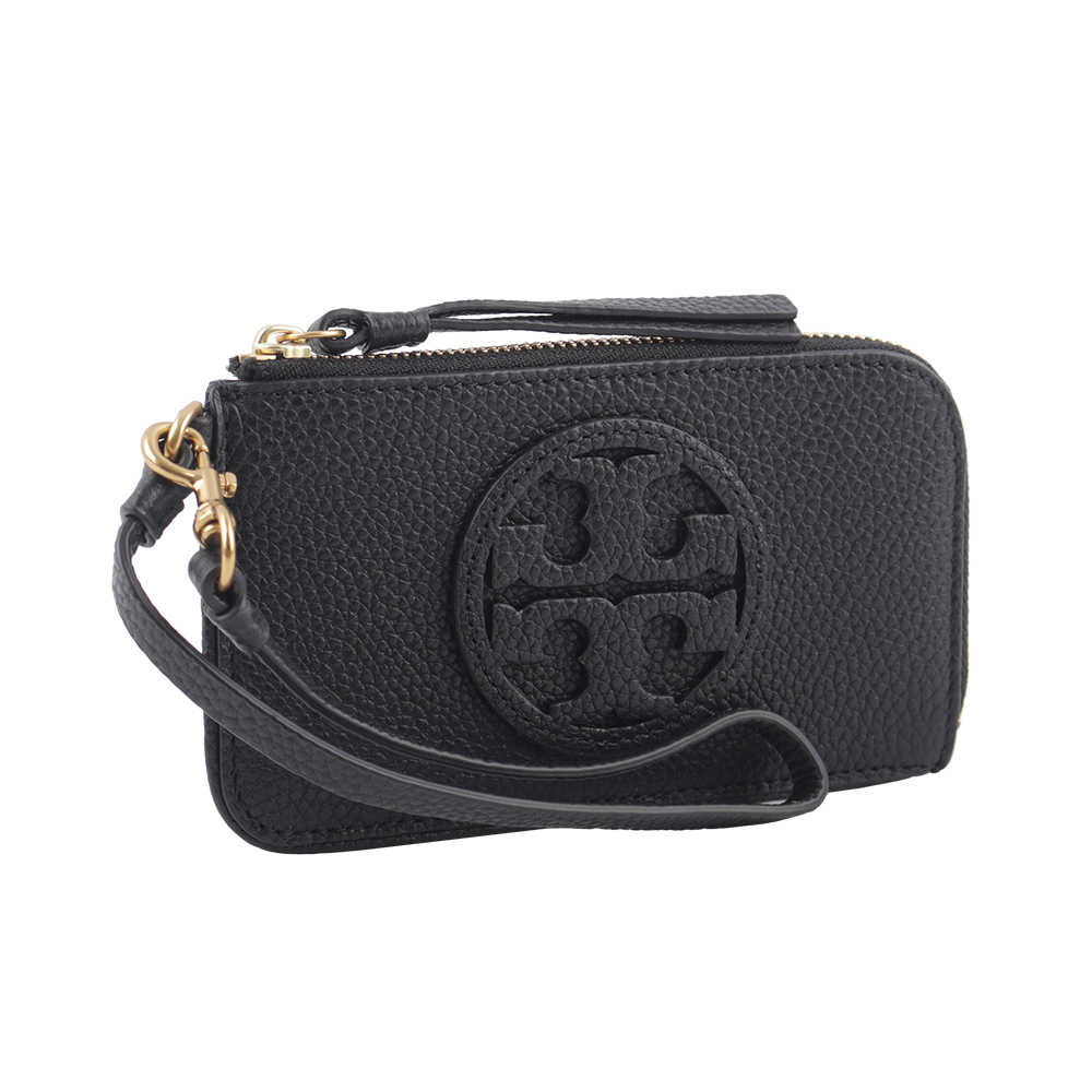【Tory Burch】Miller 附提把拉鍊卡片夾/零錢包(黑色)