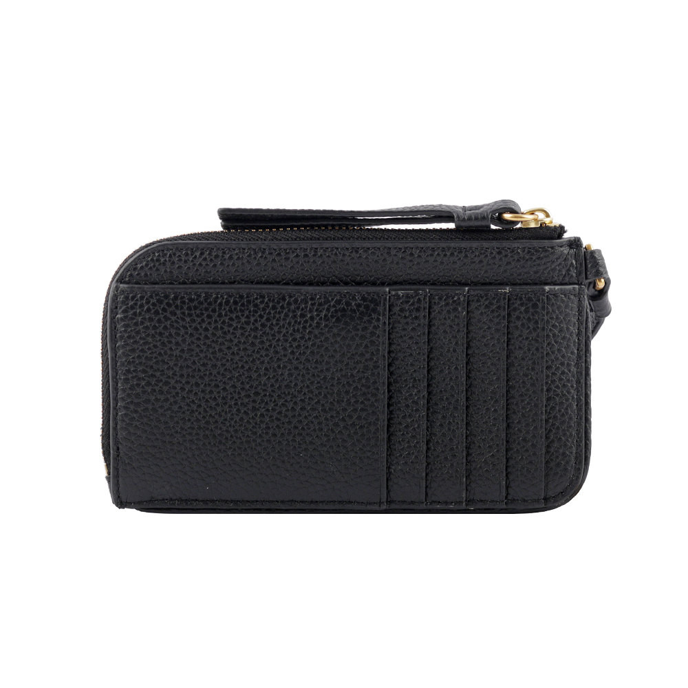 【TORY BURCH】Miller 附提把拉鍊卡片夾/零錢包(黑色) 148984 001