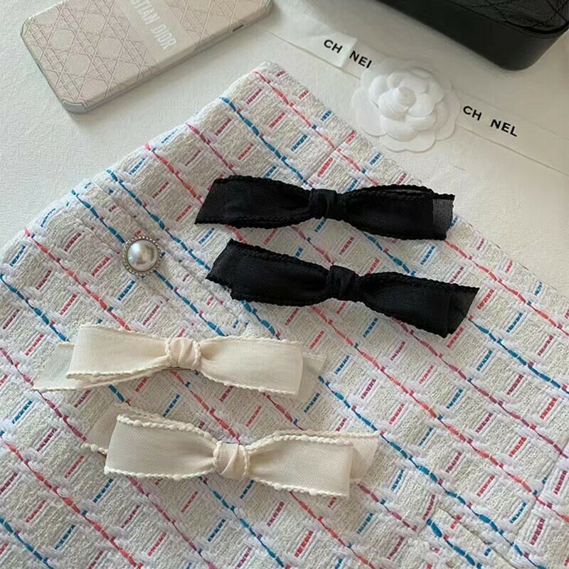 P02素面木耳邊蝴蝶結對夾（一組）