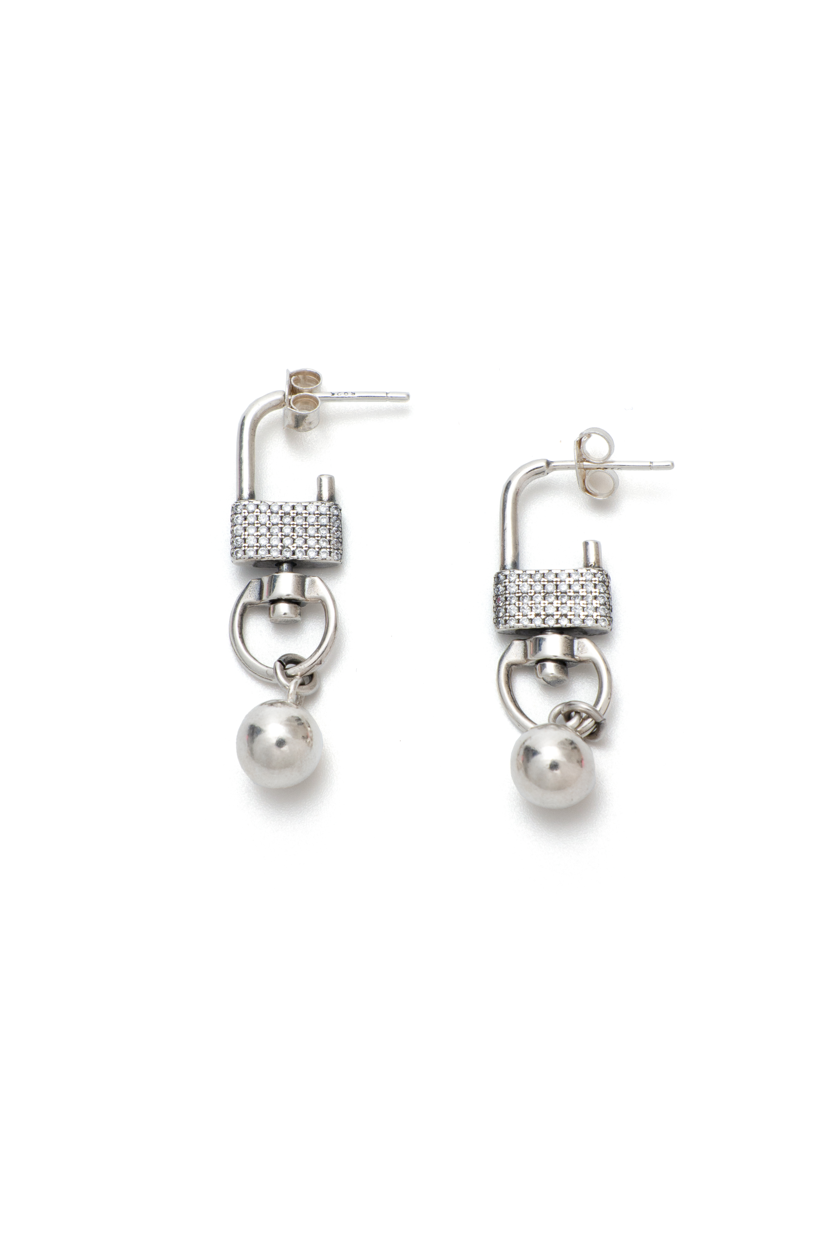 閃石鎖頭吊珠耳環（現貨款式）