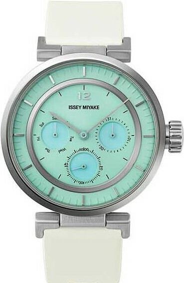 萬年鐘錶 - 三宅一生 ISSEY MIYAKE   和田 智 | Satoshi Wada 限量款三眼皮革女錶   NYAB703Y / VD75-0030G   MINI - W  錶徑39MM