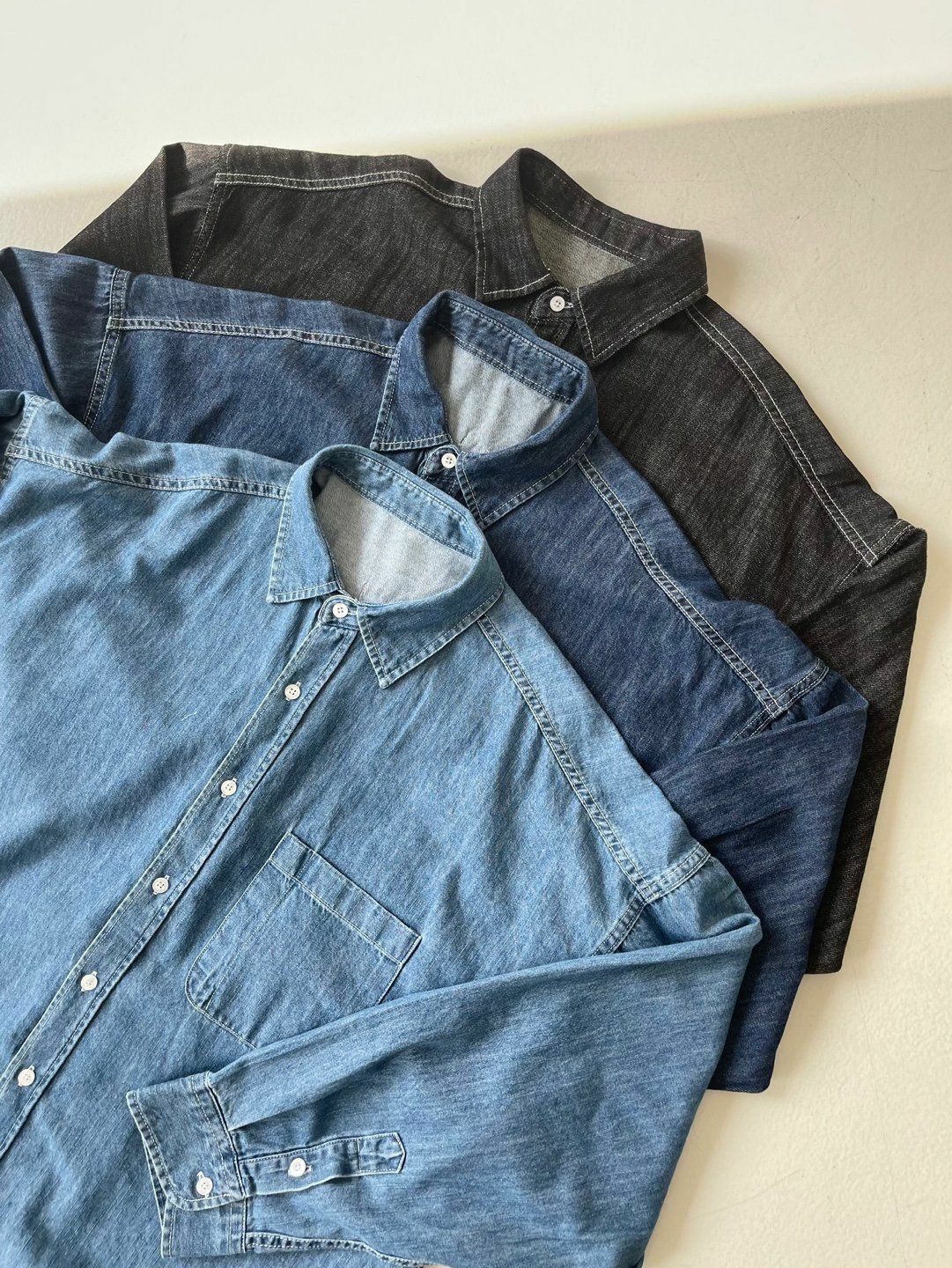 淨色牛仔長袖恤衫 LANE-026S