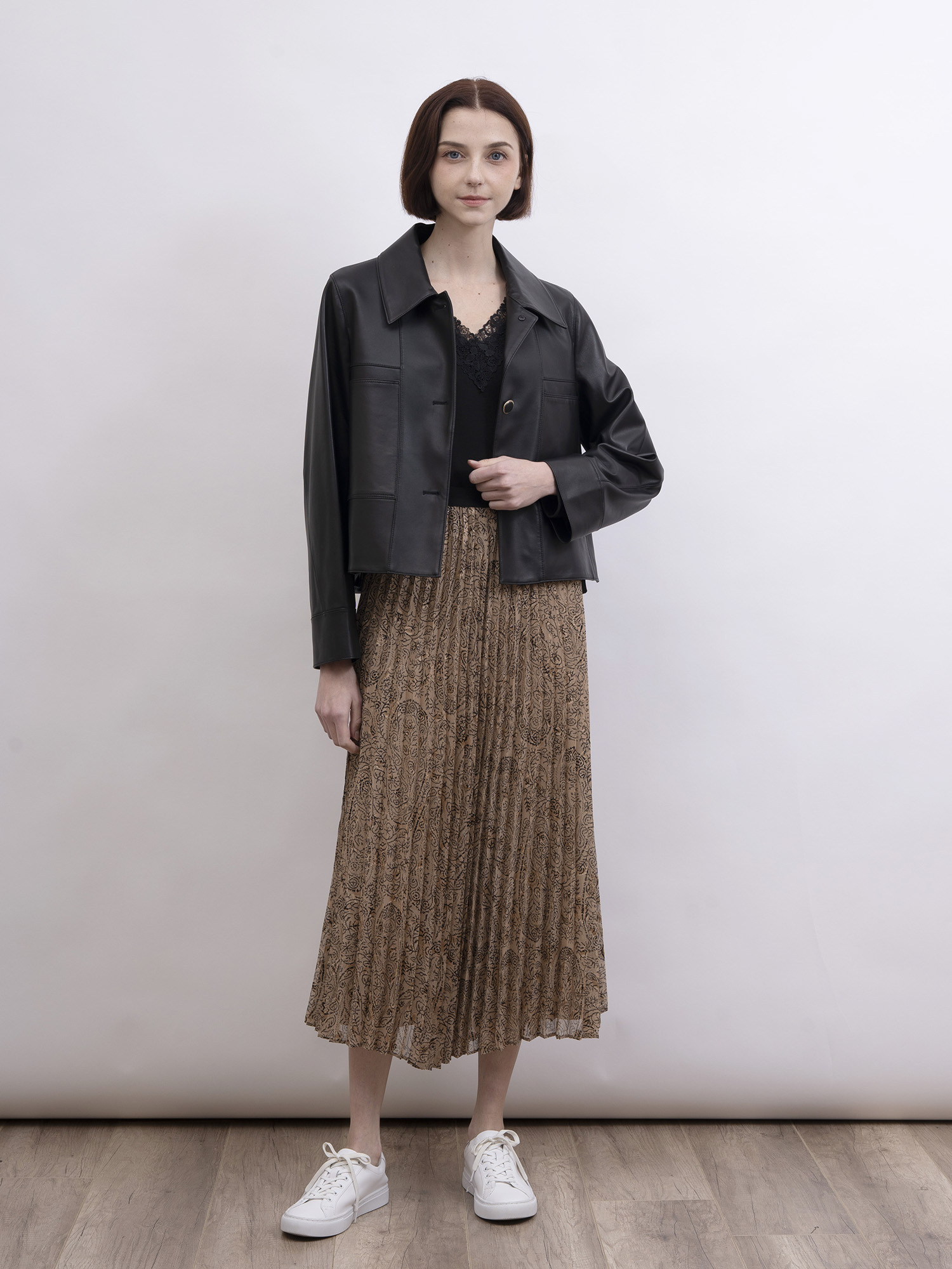 mi-tu 腰果印花百褶半身裙