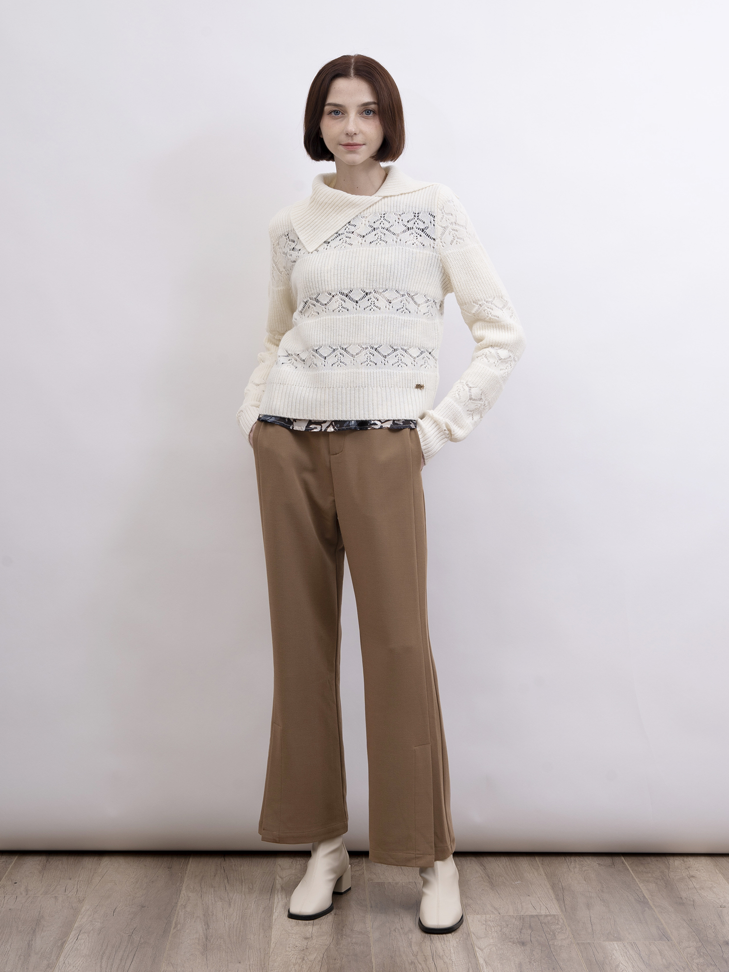 mi-tu 羊毛不規則大翻領上衣