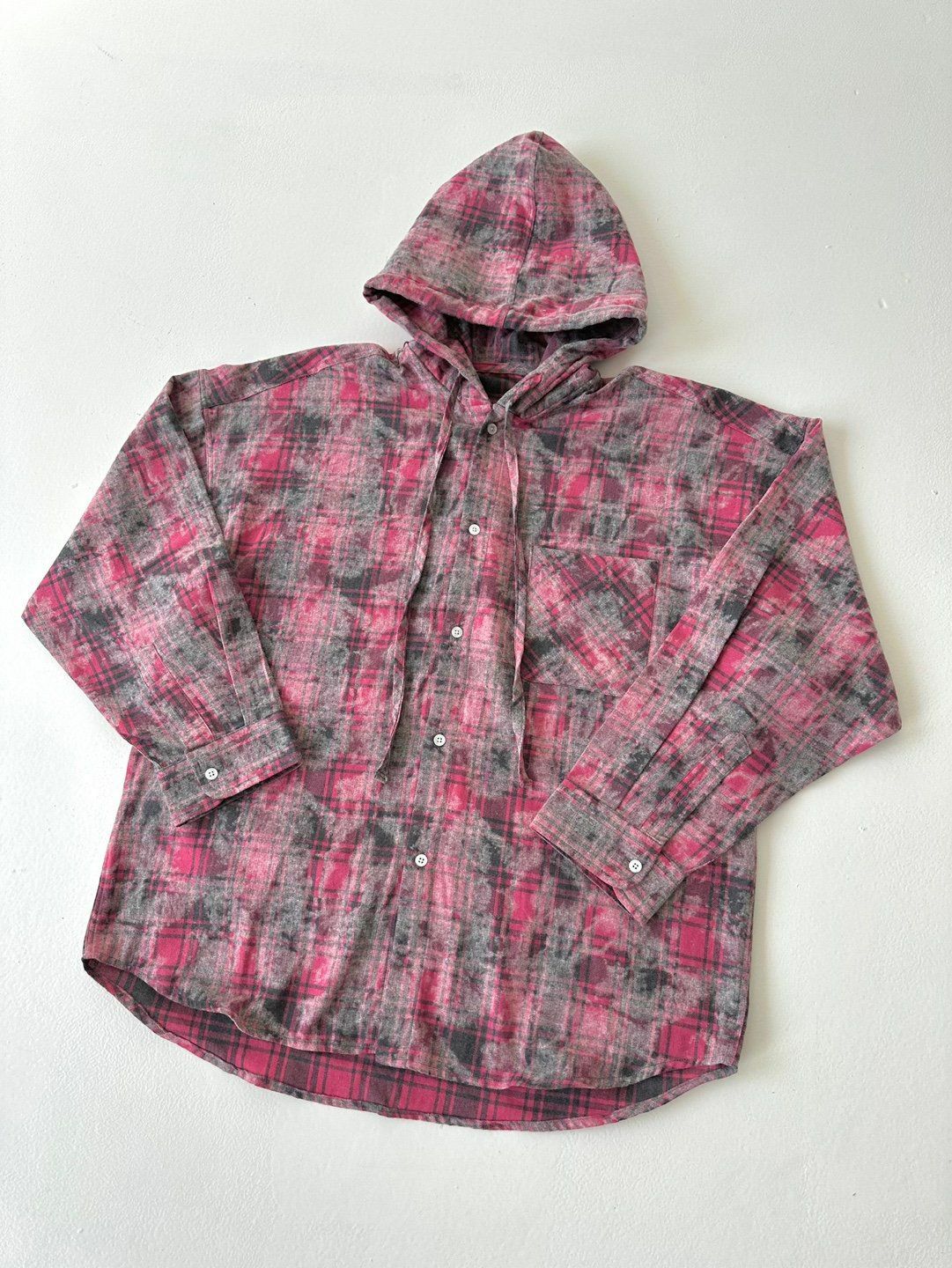 格仔連帽長袖恤衫 LANE-030JK