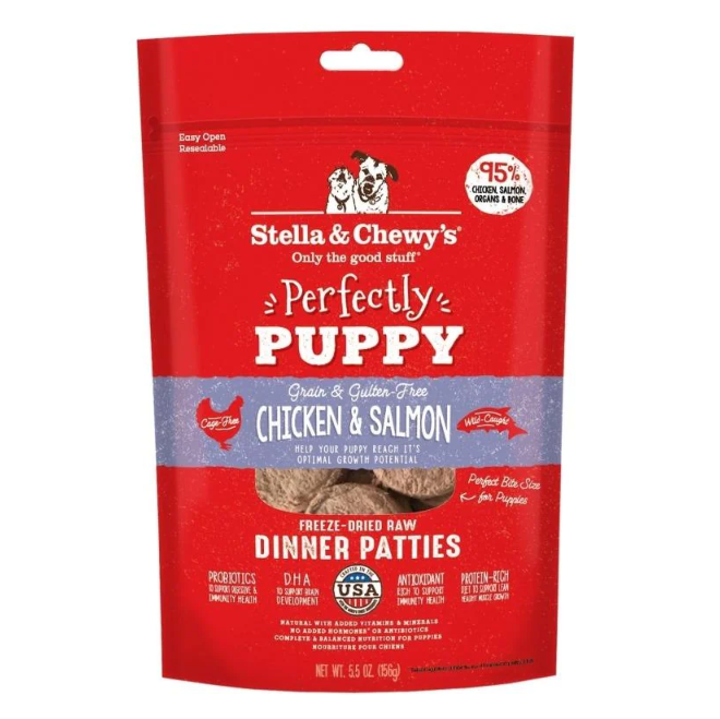 Stella's & Chewy's Freeze-Dried Raw Puppy Chicken & Salmon Dinner Patties．5.5oz/14oz