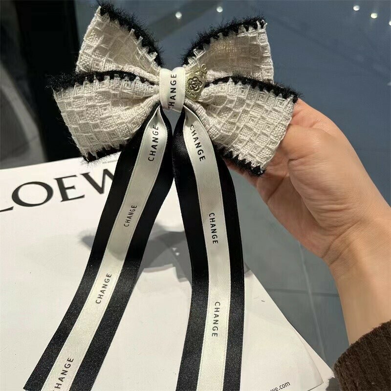 P11毛呢緞帶字母蝴蝶結