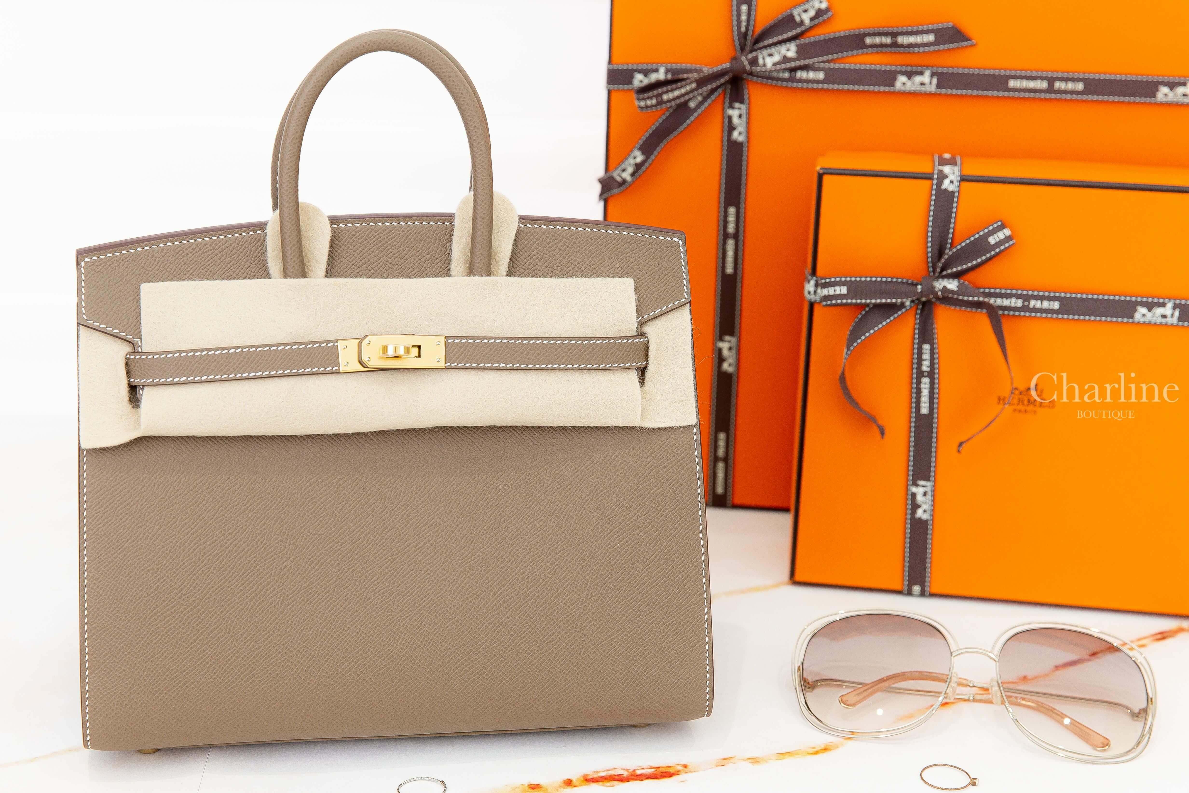 Hermès Birkin 25cm 18 Etoupe Epsom B刻大象灰金釦鉑金包-Charline Boutique 精品代購