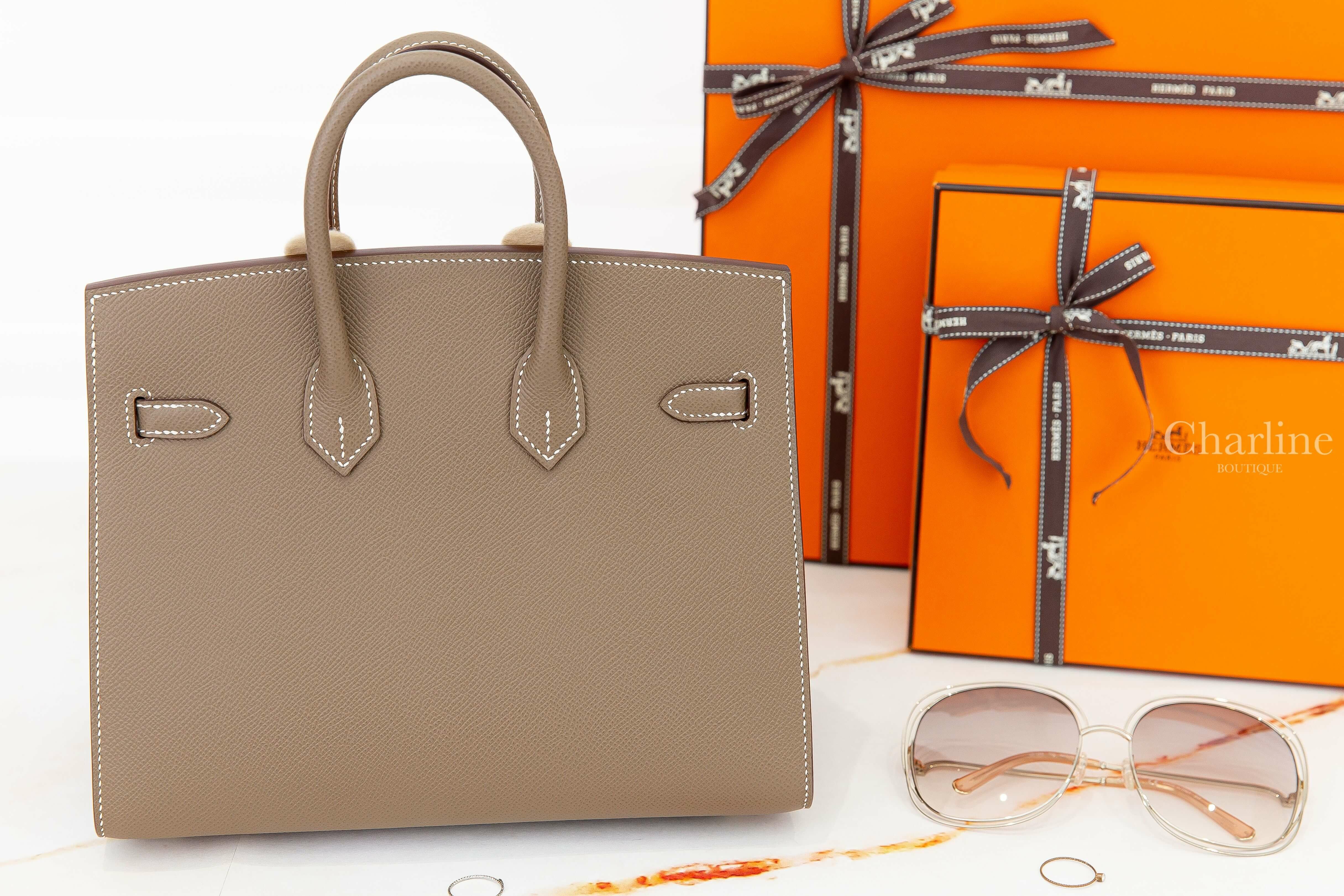 Hermès Birkin 25cm 18 Etoupe Epsom B刻大象灰金釦鉑金包-Charline Boutique 精品代購