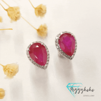 18K White Gold 4.10ct Ruby and Diamond Earrings