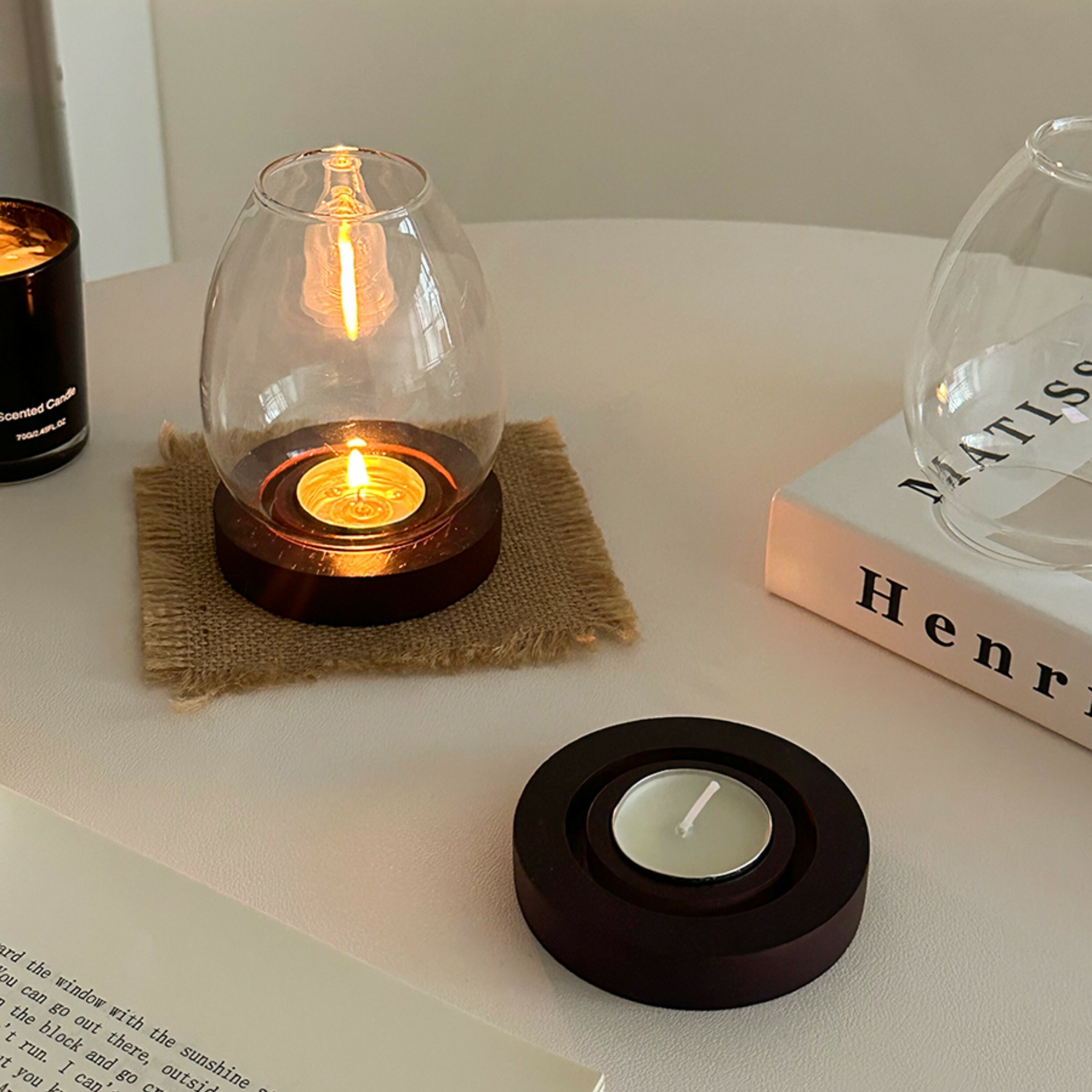 《3306》ins復古木製蠟燭檯燈擺件