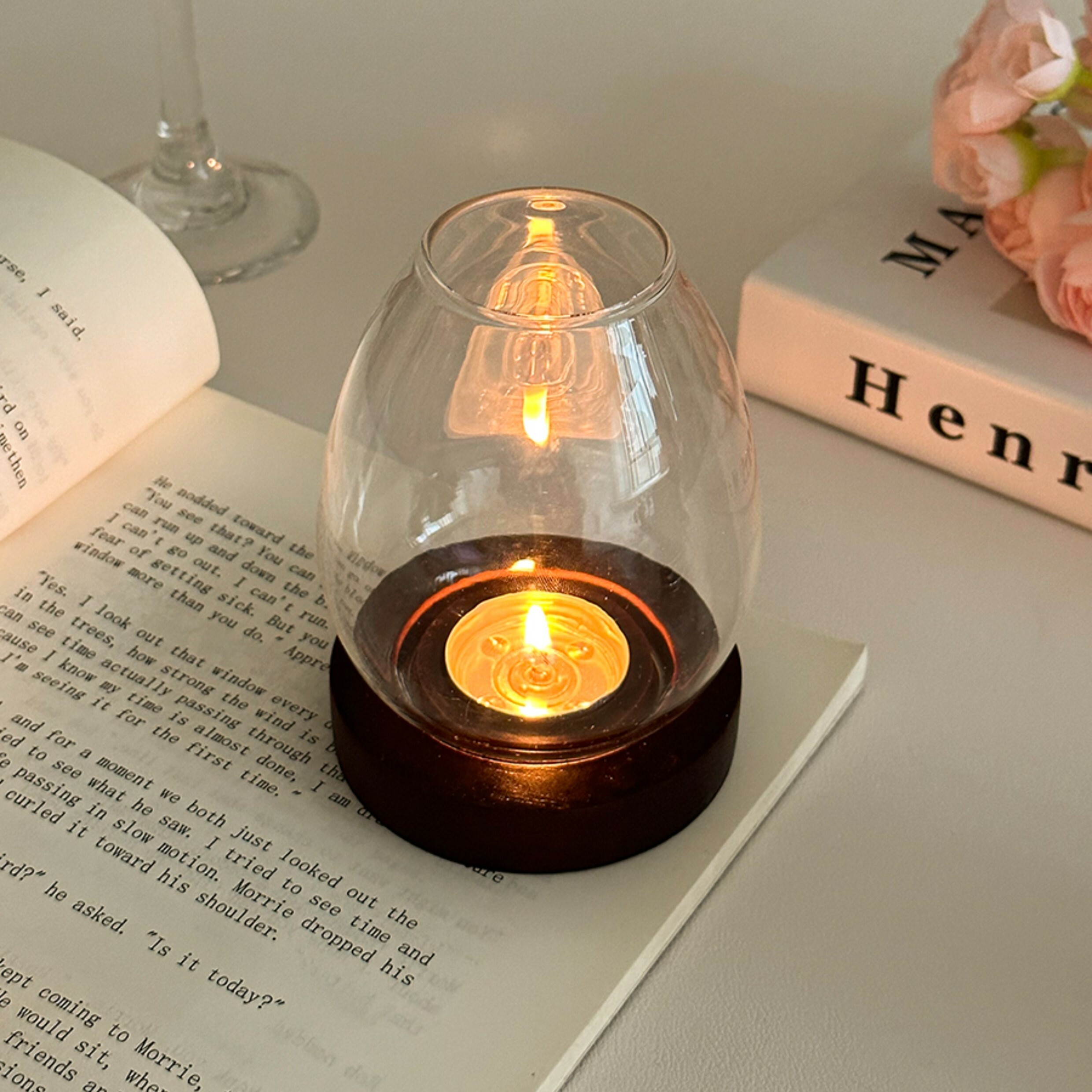 《3306》ins復古木製蠟燭檯燈擺件