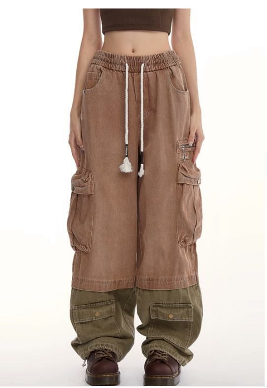 Patchwork denim pants
