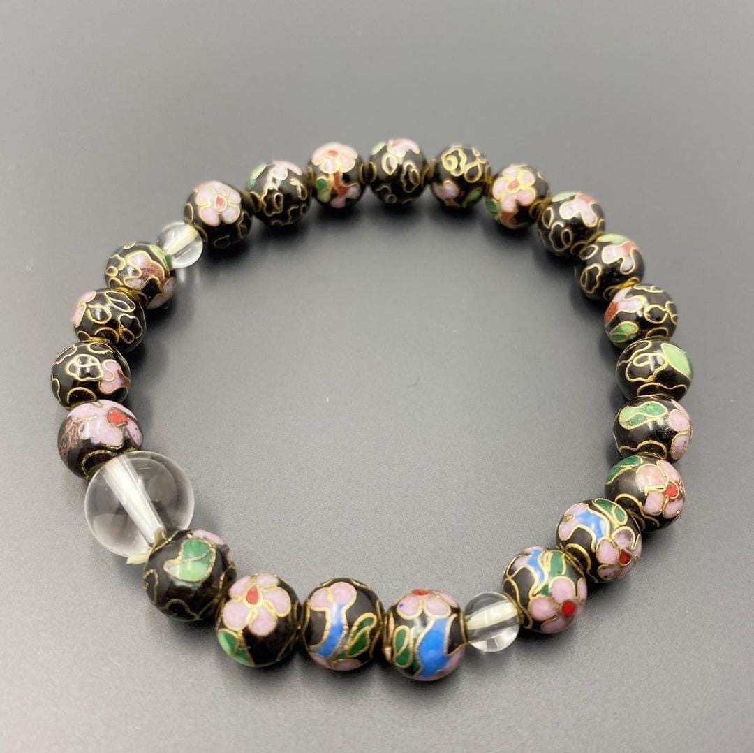 黑七宝白水晶手鍊