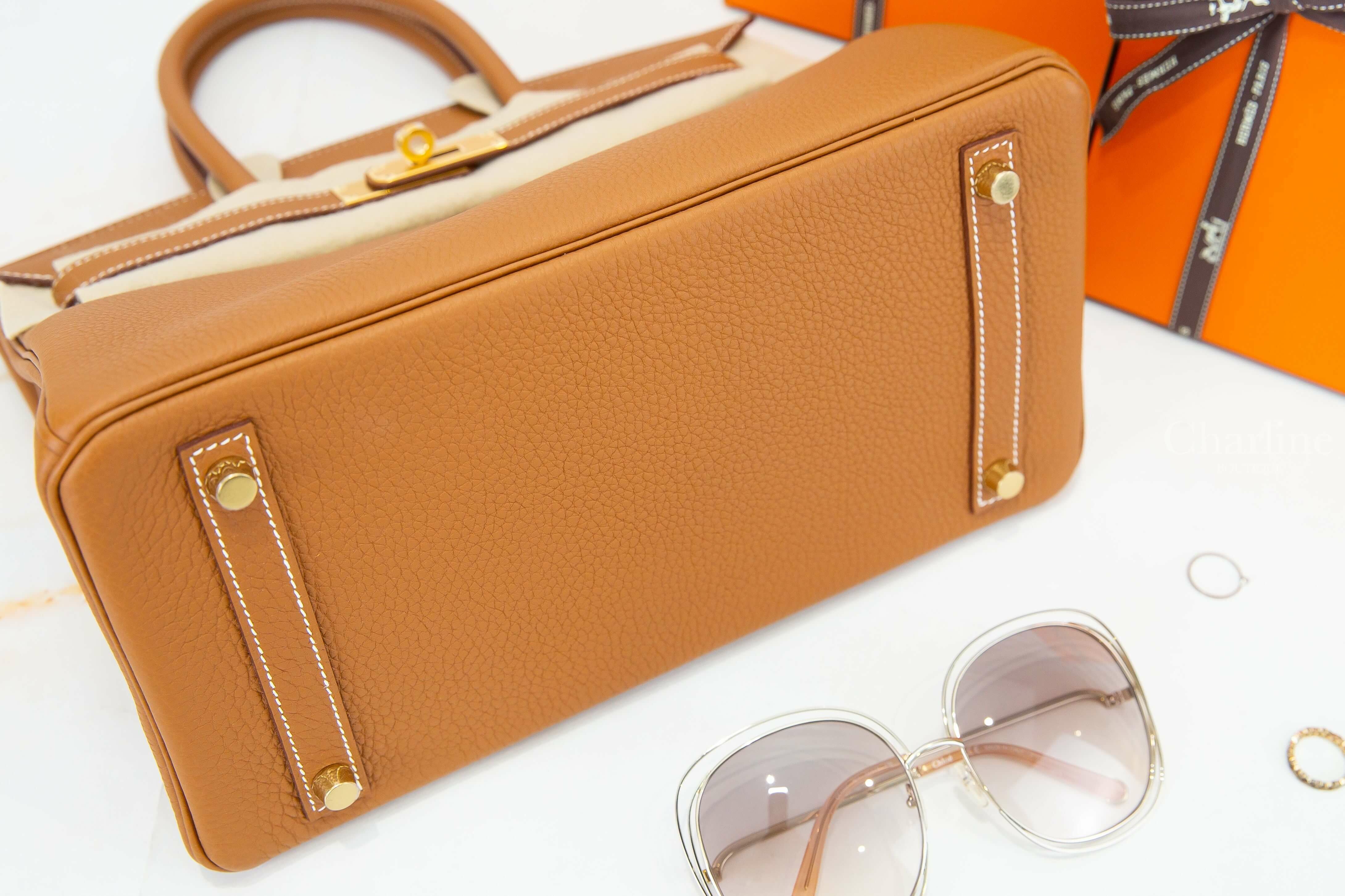 Hermès Birkin 30cm 37 Gold Veau Togo U刻焦糖色金釦鉑金包-Charline Boutique 精品代購