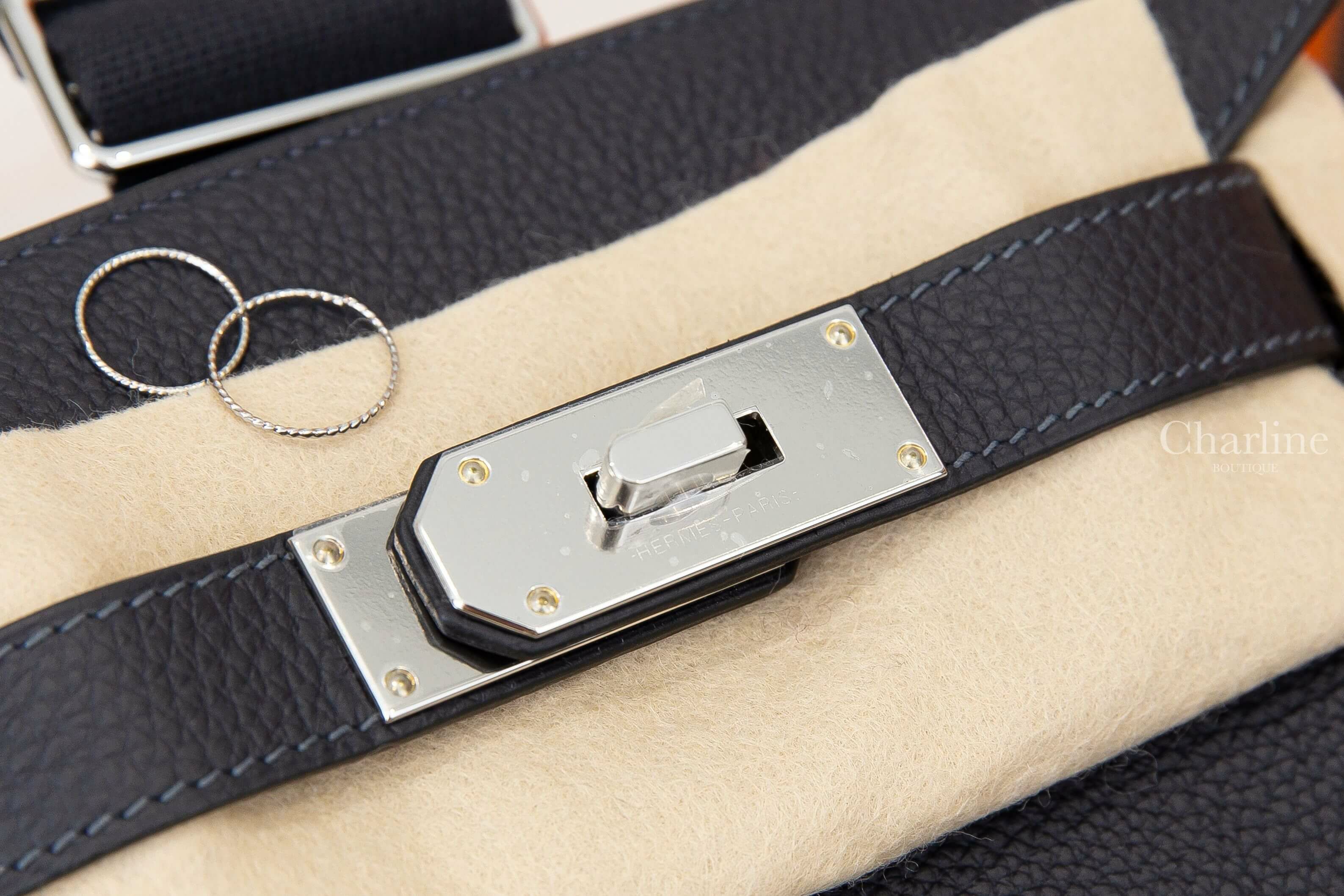 Hermès Hac A Dos PM 3Y Caban Togo 深藍色銀釦小型斜背肩背包