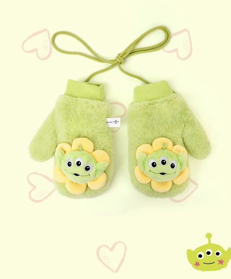 【預購】迪士尼 維尼熊抱哥三眼怪冬季保暖加厚手套