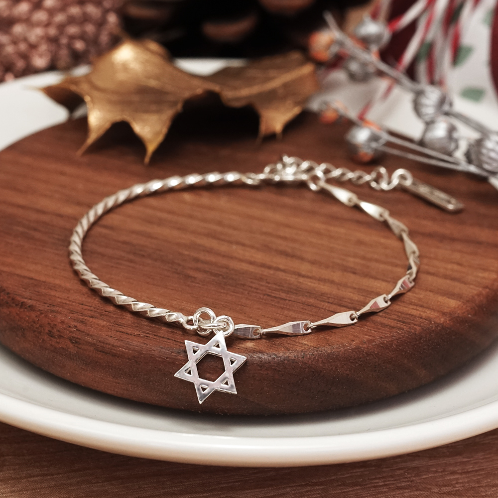 六芒星的守護 半半手鍊 聖誕禮物 925純銀手鍊 女生手鍊