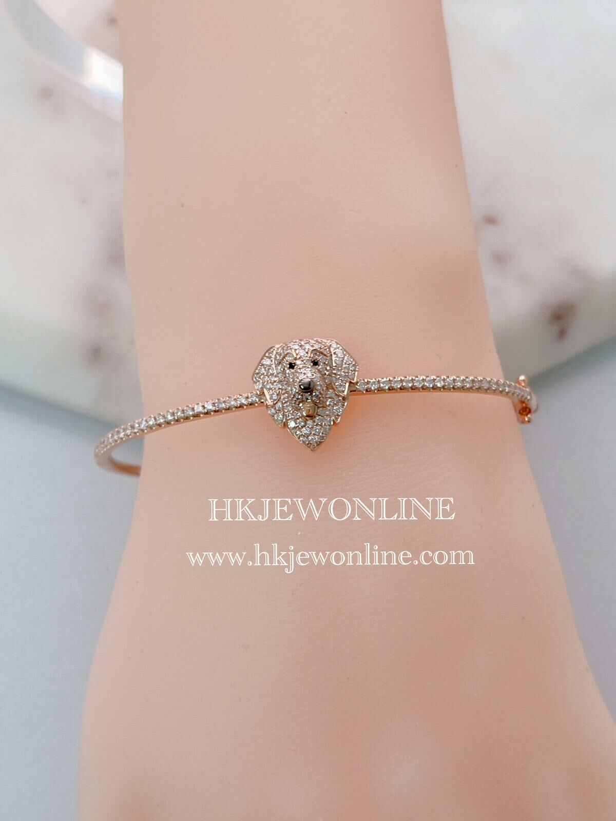 HKJEWONLINE Series💎18K Rose Gold Golden Retriever Diamond Bangle ( Welcome for Order )