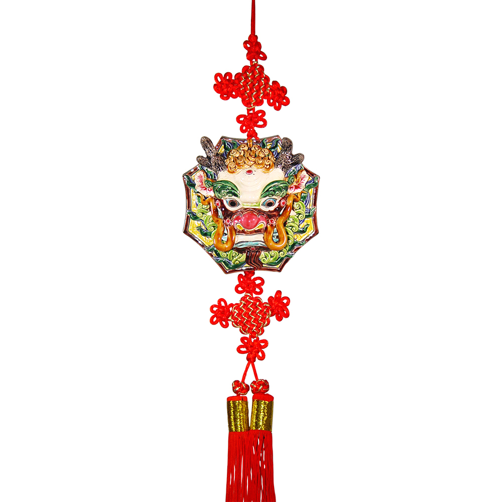 交趾陶5吋中國結吊飾｜細工祥瑞龍首