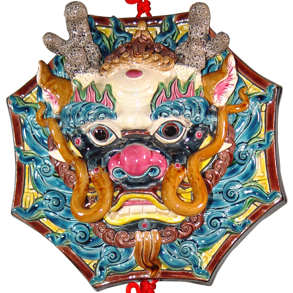 交趾陶8吋中國結吊飾｜細工祥瑞龍首