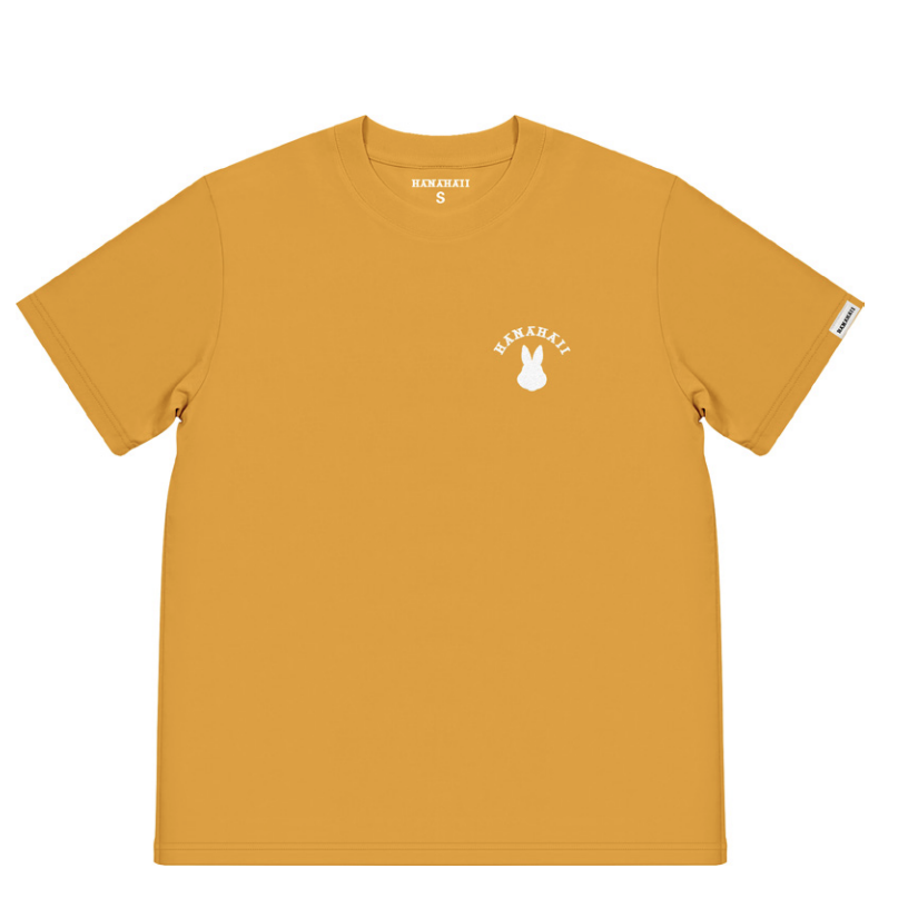 231113-H49 HANAHAII Small Logo 兔標短T-shirt - 薑黃