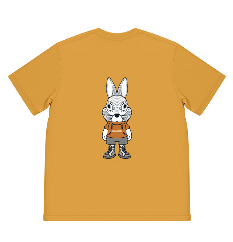231113-H49 HANAHAII Small Logo 兔標短T-shirt - 薑黃