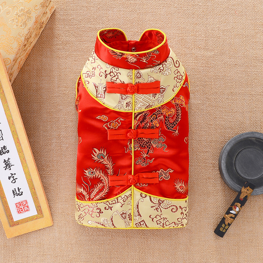 宠物衣服 宠物唐装 拼接双色唐装 男生款