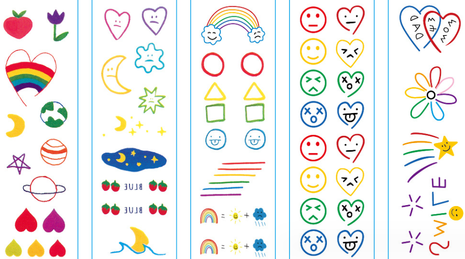 彩色笑脸ins风可爱少女爱心纹身贴纸（款式随机）