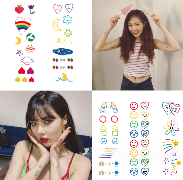 彩色笑脸ins风可爱少女爱心纹身贴纸（款式随机）