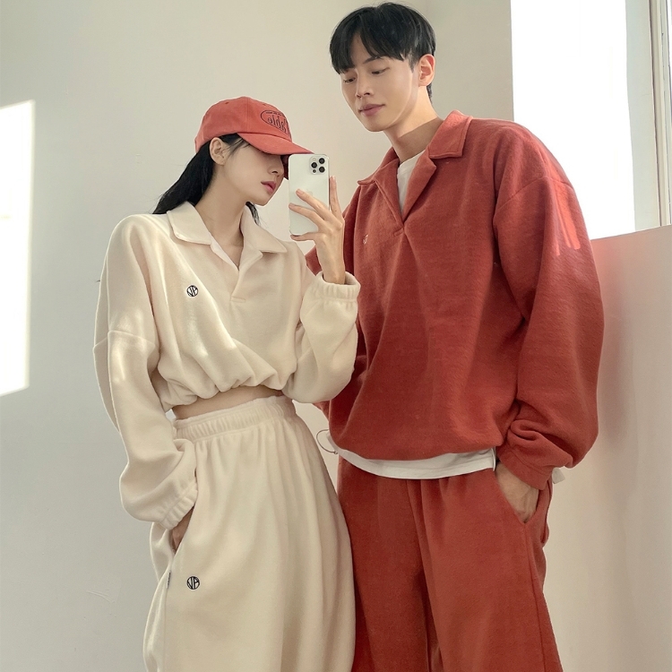 【套組】短版粒絨套裝情侶裝