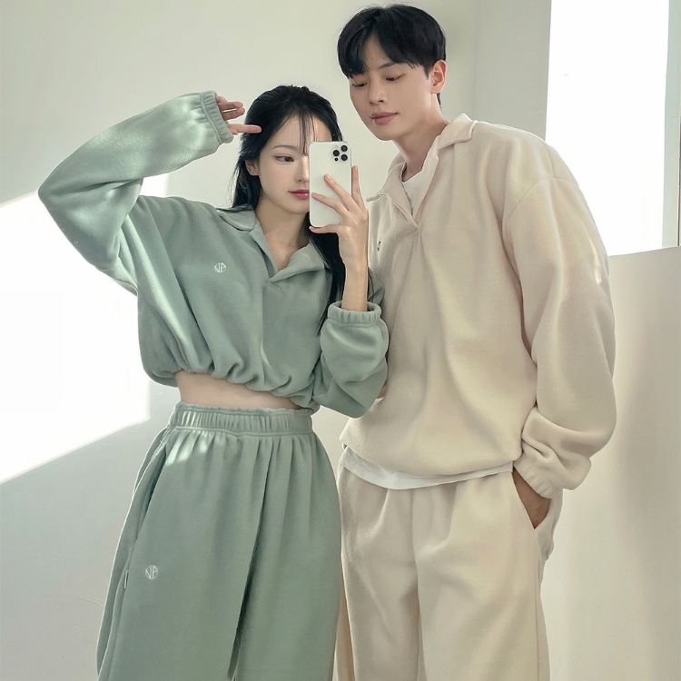 【套組】短版粒絨套裝情侶裝