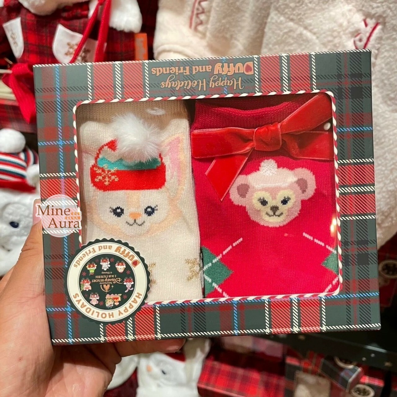 (限時特價) 2023冬日限定 雪莉玫 ShellieMay 史黛拉露 星黛露 StellaLou 玲娜貝兒 Lina bell 大頭圖案 襪子 2入組 -上海迪士尼樂園