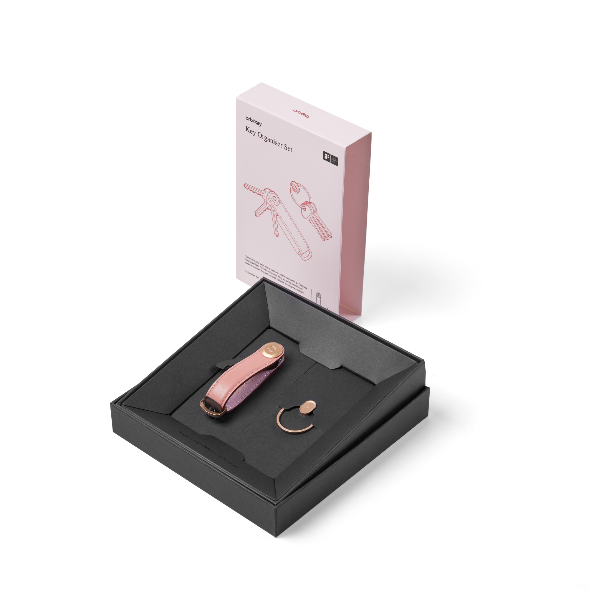 Orbitkey | Key Organizer Set - Leather Cotton Candy + Rose Gold Ring v2