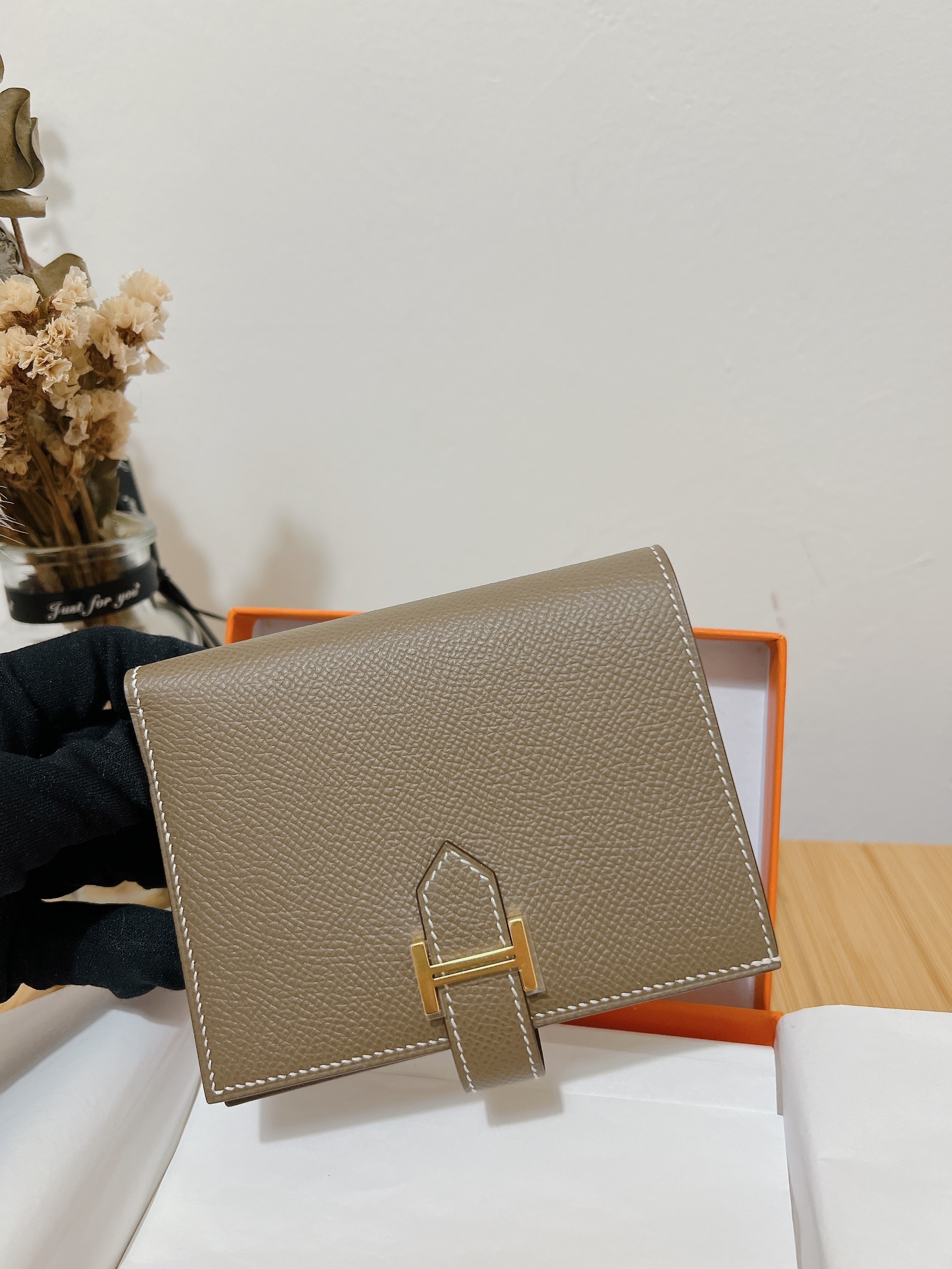 *Unused* Hermes bearn compact wallet (etoupe/epsom)