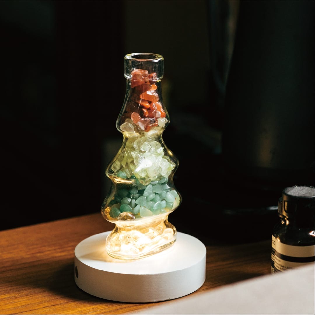 Montagne 聖誕樹三色水晶擴香瓶夜燈組