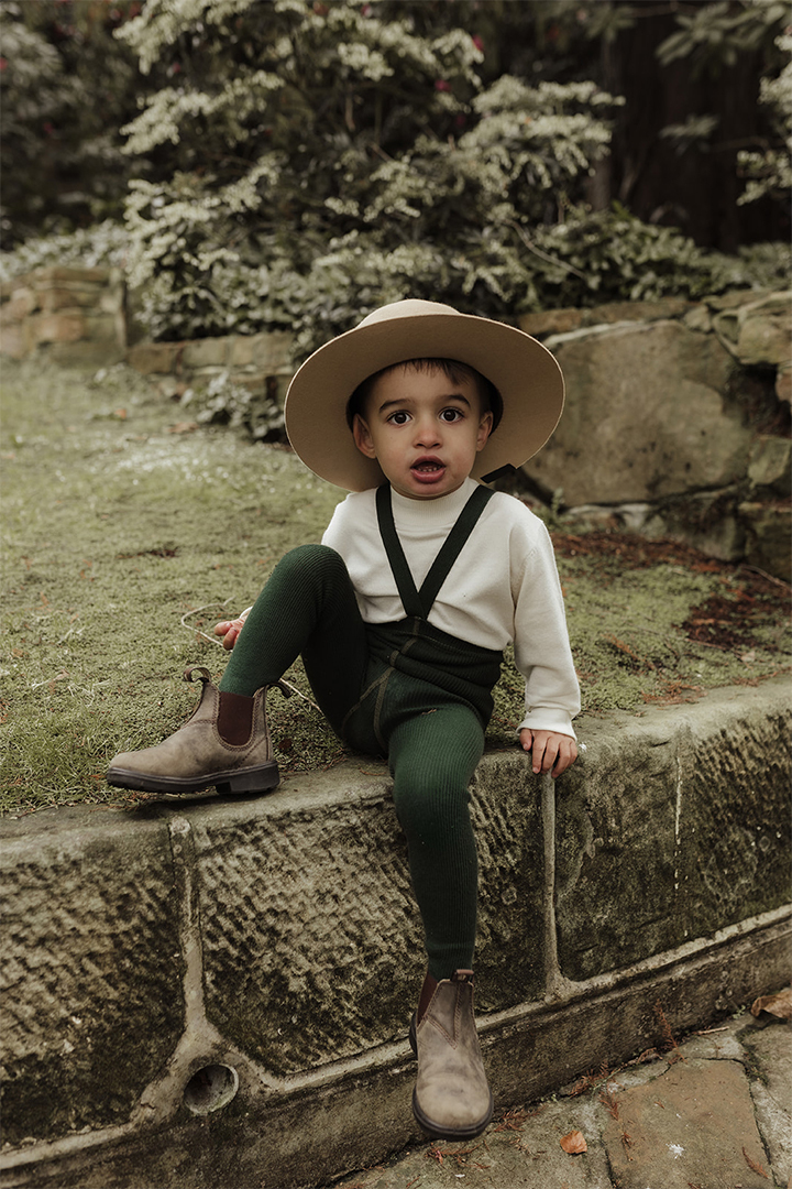 Silly Silas 復古吊帶褲襪-Dark Green Forest