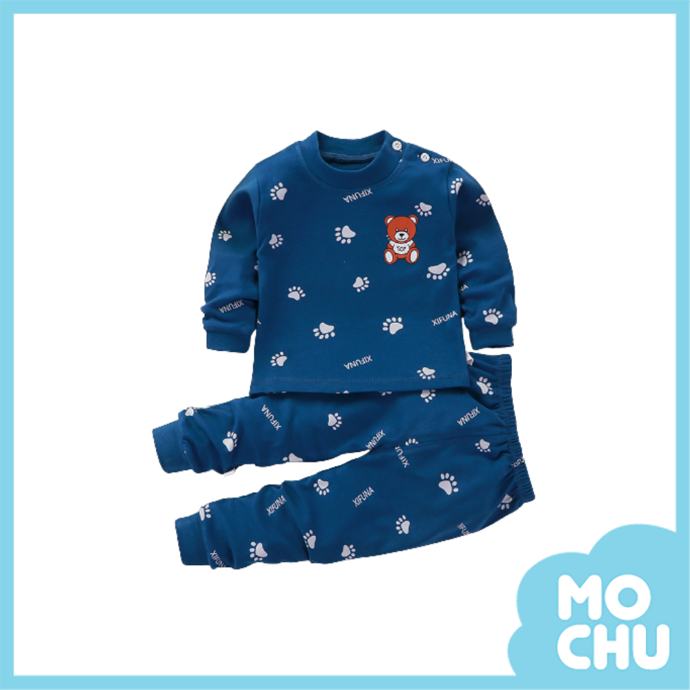 深藍色熊腳印家居服套裝