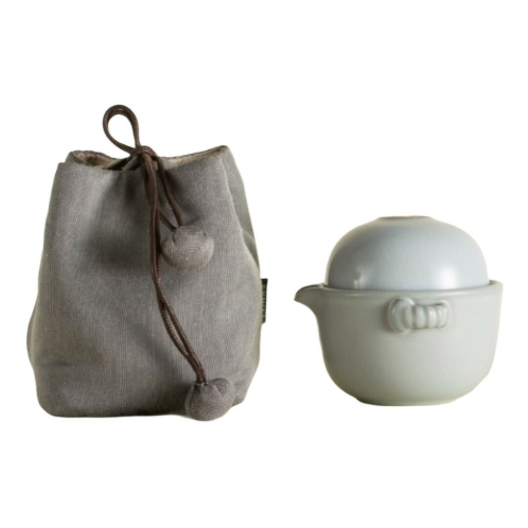 樂活陶器 【汝窯仙石隨手泡】 一碗一杯壺袋 旅行茶器