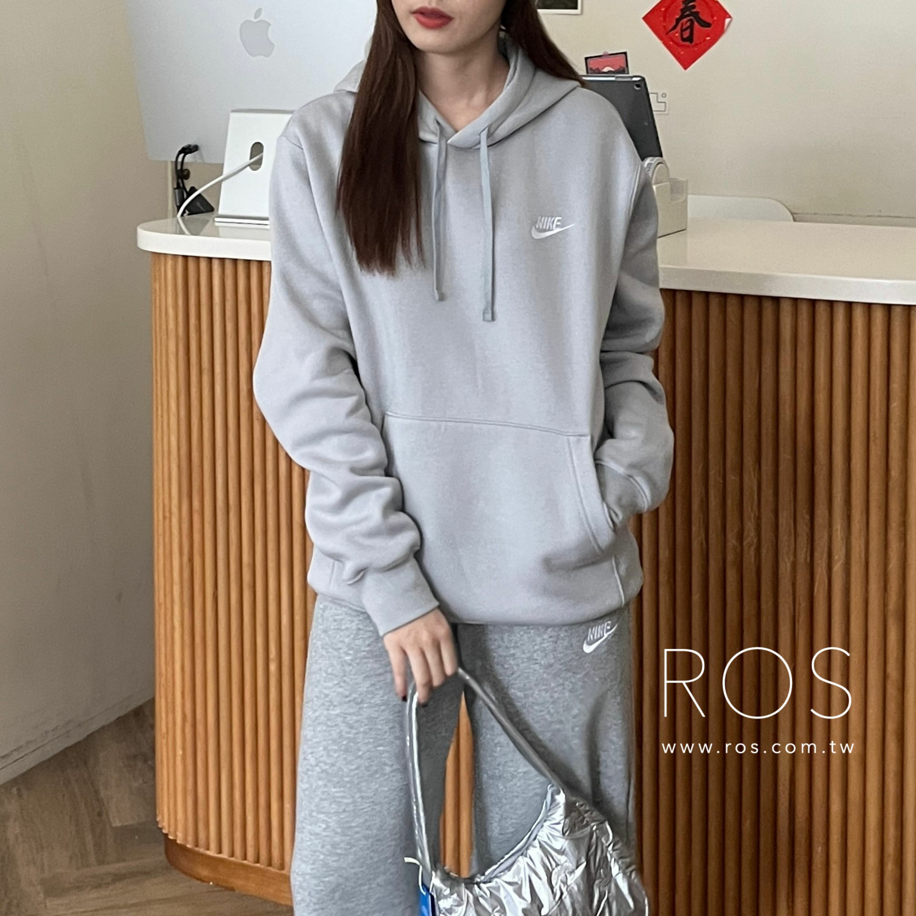 Nike 刺繡Logo 帽T 灰藍