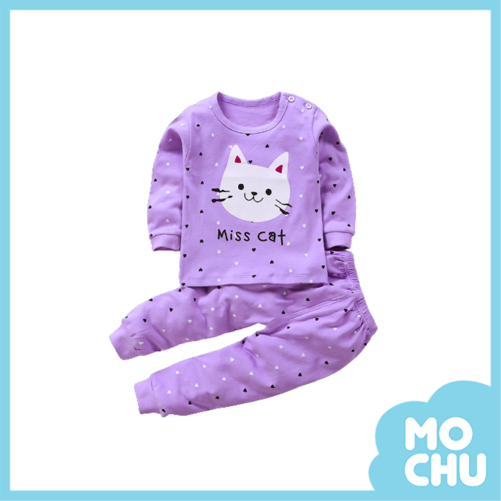 薫衣草白貓咪家居服套裝