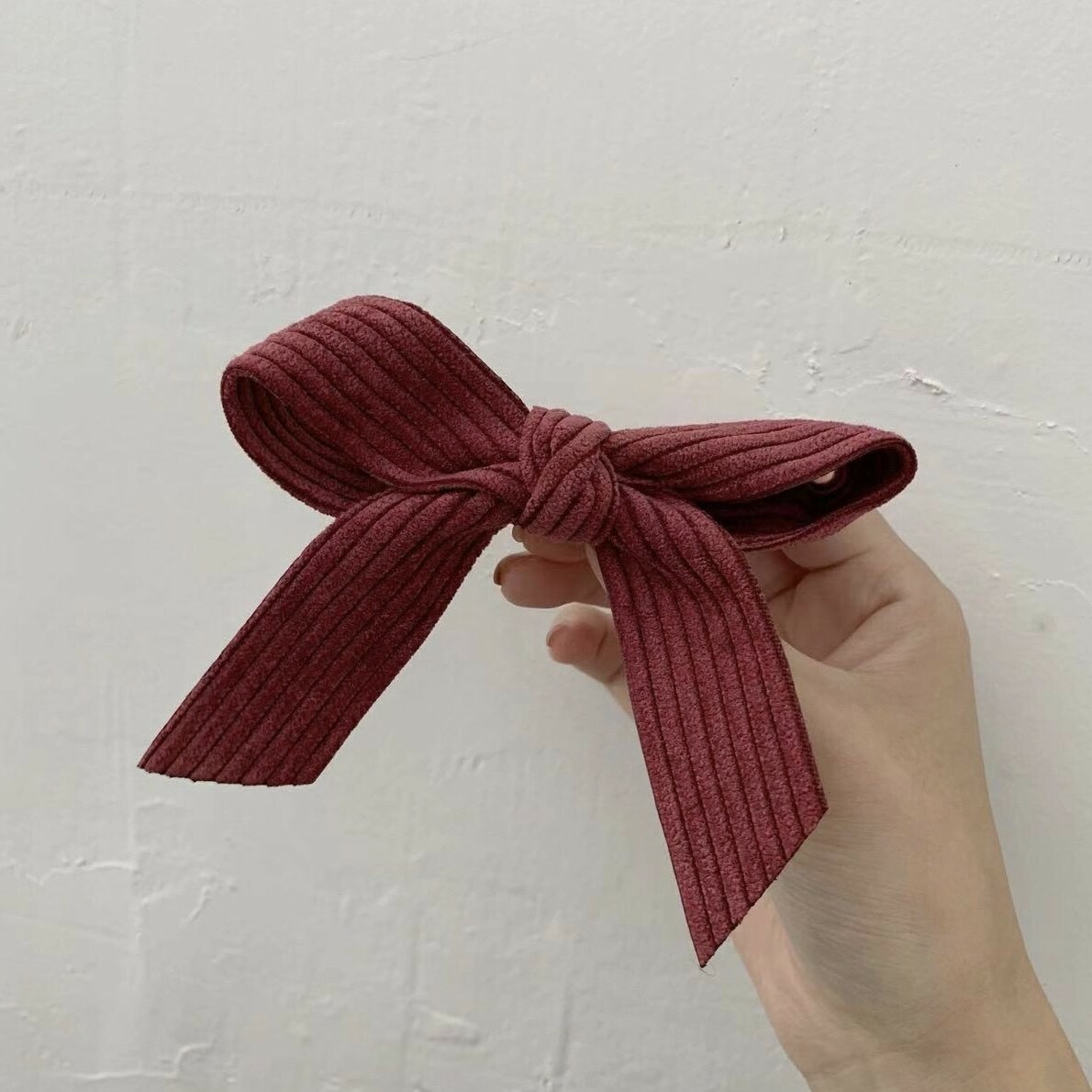 P01素面絨布蝴蝶結對夾（一組）