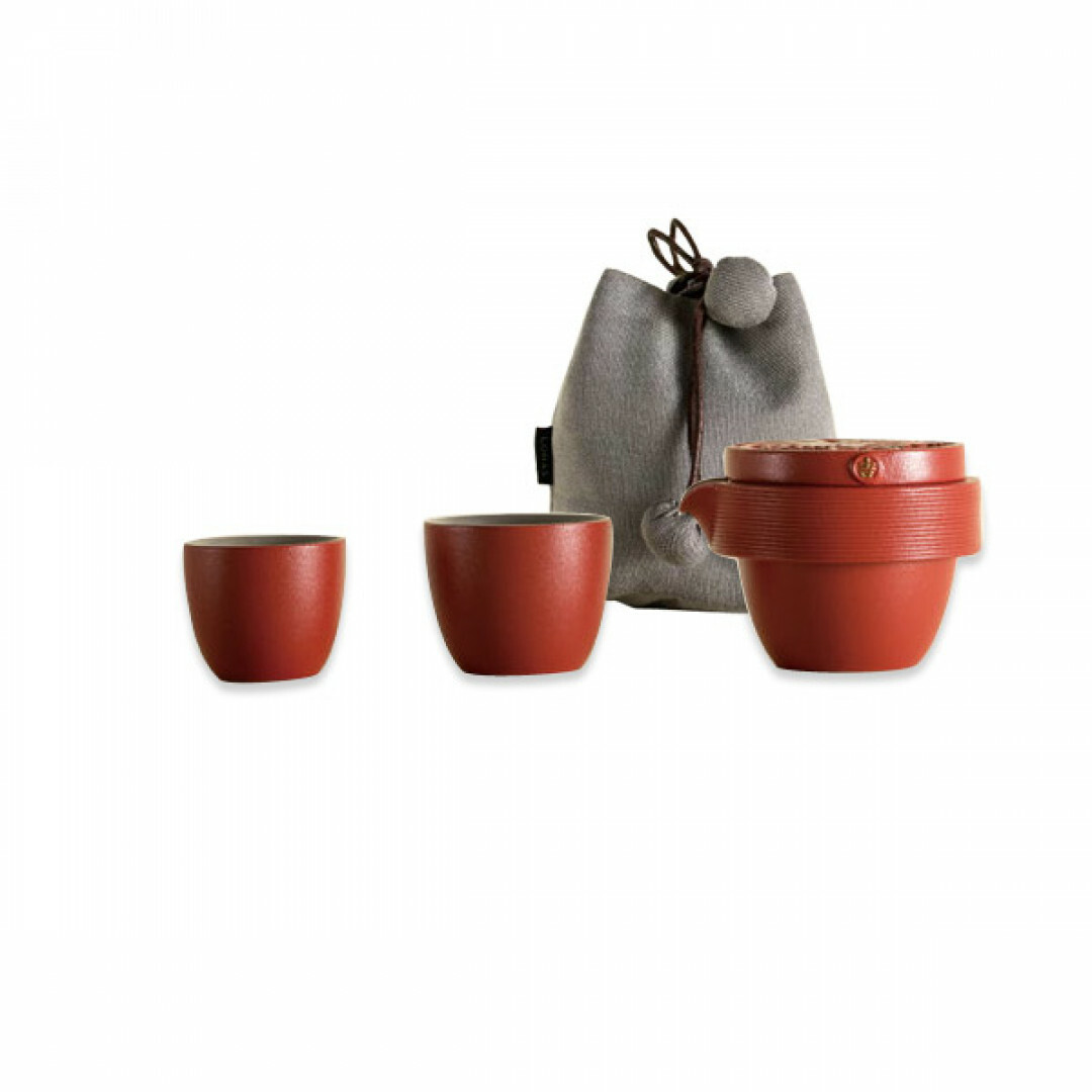 樂活陶器 【紅韻金吉旅行組 】一壺兩杯搭配壺袋 好評推薦