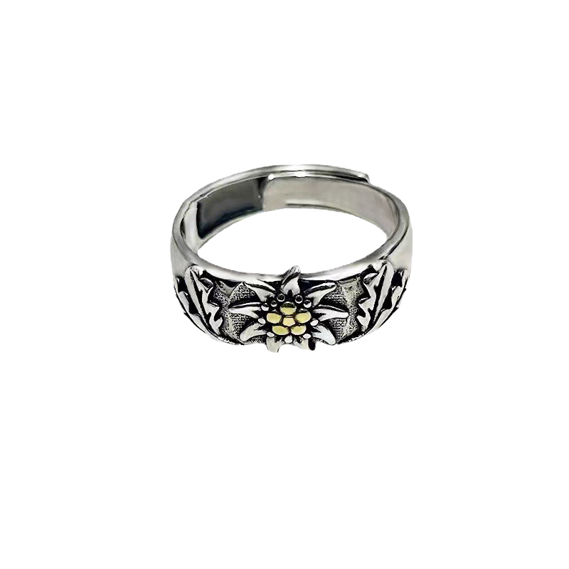 【ACTG012】雪絨花圖騰開口戒指