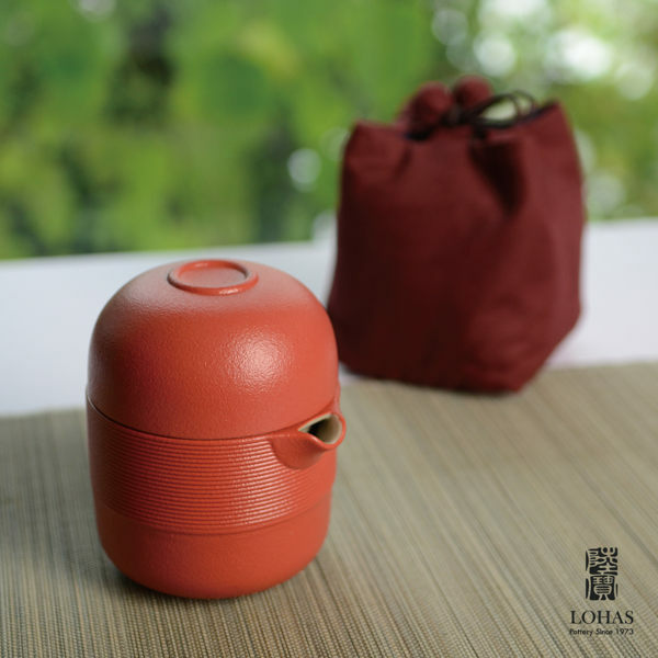 樂活陶器【 旋紋旅行組 】一壺兩杯壺袋