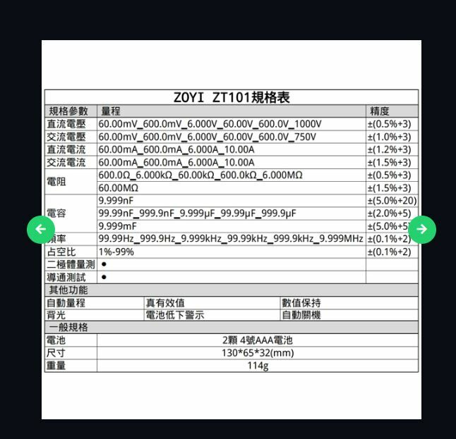 【UCI電子】(V-3) ZT101 6000字顯示自動量程電表 三用電表 電錶 ZOYI  ZT-101 萬用表